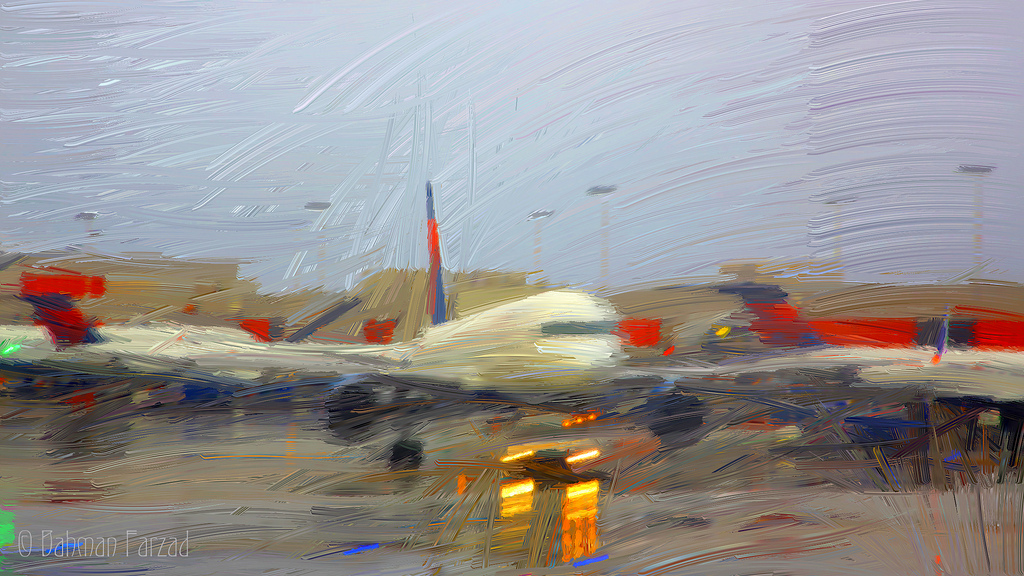 1024x576 Atlanta Airport In The Rain - Airport Painting