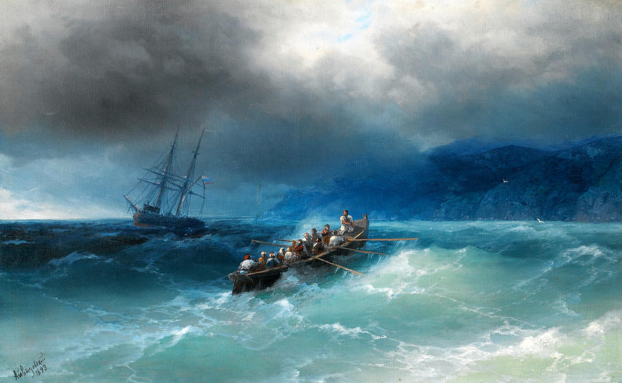 900x555 Storm Over The Black Sea Painting By Ivan Aivazovsky - Aivazovsky Painting
