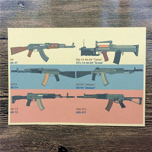 640x640 Free Ship Vintage Kraft Paper Ak 47 Ak 12 Home Decor Wall Art - Ak 47 Painting