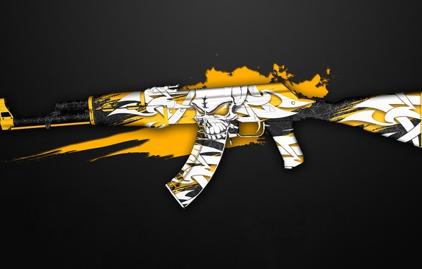 596x380 Wallpaper Graffiti, Skull, Ak 47, Paint, Workshop, Cs Go, Creep - Ak 47 Painting