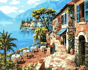 300x240 Cafe Al Fresco Paint By Numbers Canvas Painting Kit 20 X 16 - Al Fresco Painting