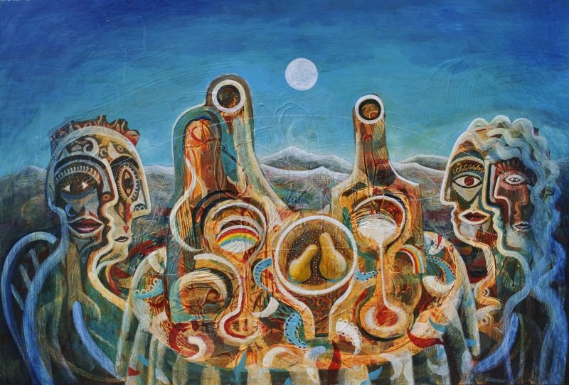 800x542 Moonlight Al Fresco, Painting By Trevor Price - Al Fresco Painting