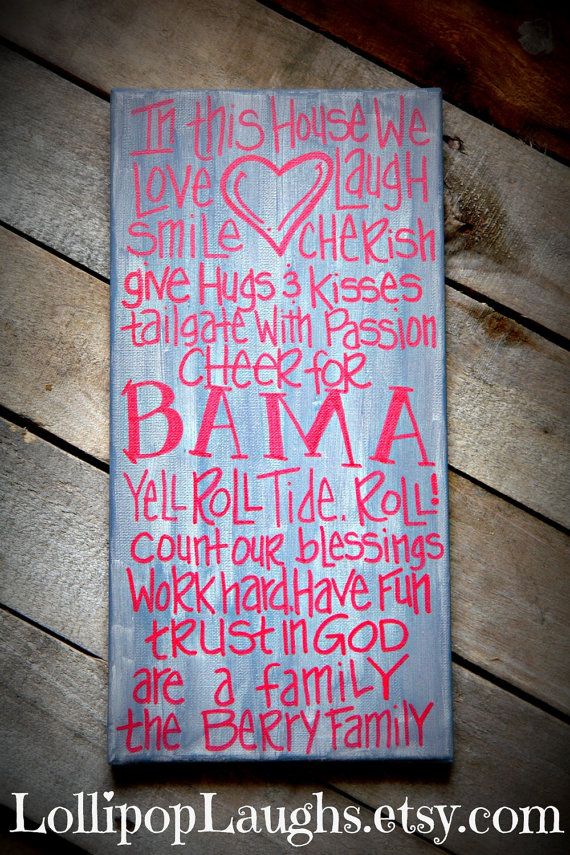 570x855 Alabama Roll Tide, In This House We Hand Painted Sign On Etsy - Alabama Crimson Tide Painting