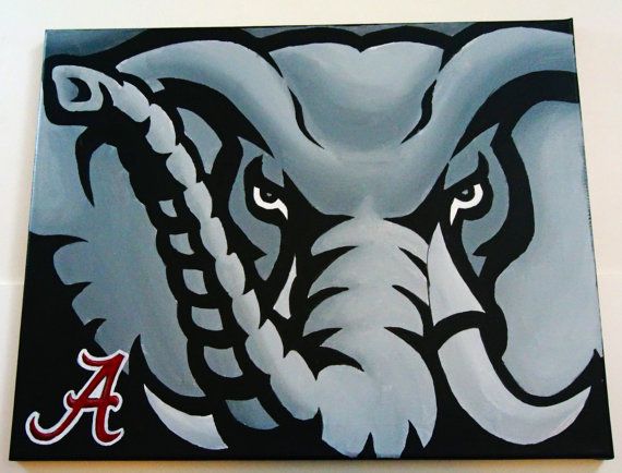 570x434 Hand Painted Alabama Crimson Tide Logo 16x20 Canvas Alabama - Alabama Crimson Tide Painting