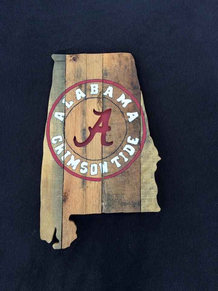 720x960 State Of Alabama With The Crimson Tide Painting And Cut Out Made - Alabama Crimson Tide Painting