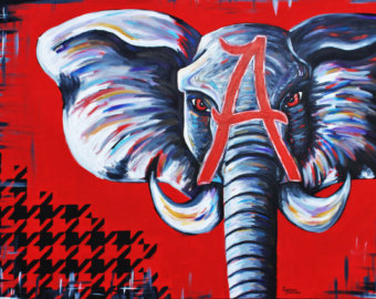 340x270 Original Art Products Made By Sunshine Jackson By Artfromsunshine - Alabama Elephant Painting