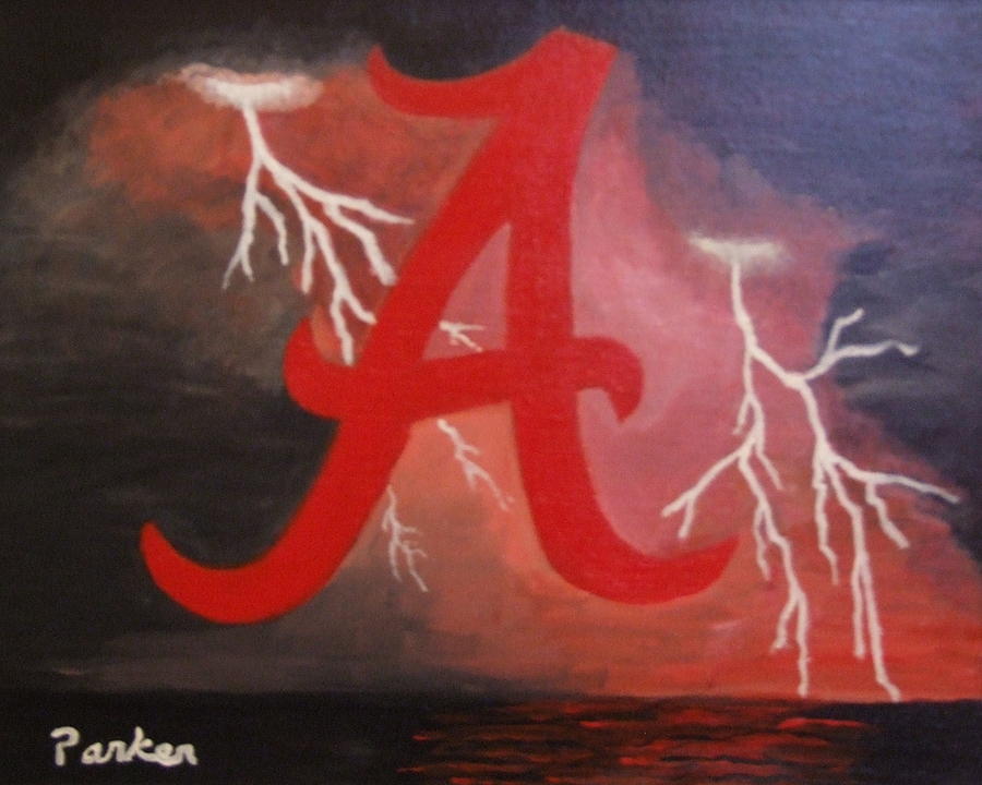 900x720 Alabama Lightning Painting By Don Parker - Alabama Football Painting