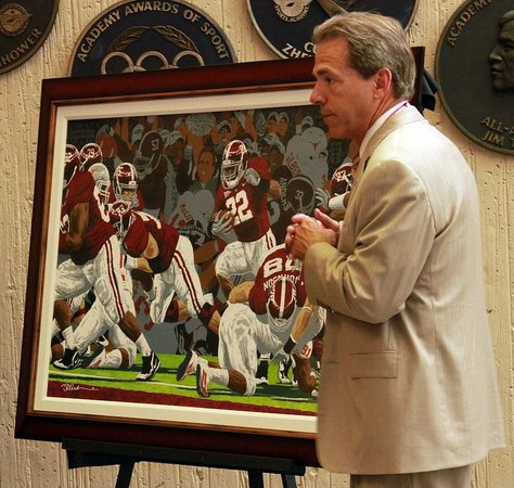 474x450 Alabama Football Coach Nick Saban - Alabama Football Painting