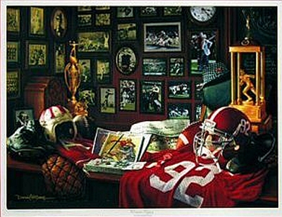 400x308 Daniel Moore Crimson Legacy Mini Print The Beveled Edge - Alabama Football Painting