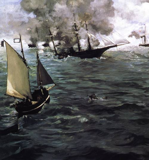 500x537 Alabama And Keararge 1864 Painting Edouard Manet Oil Paintings - Alabama Painting