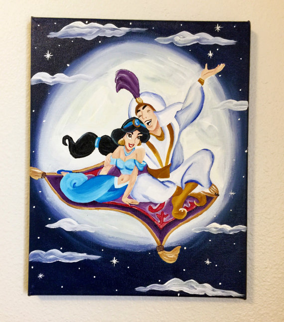 570x646 Glow In The Dark Disney Painting Aladdin Painting Princess - Aladdin Painting