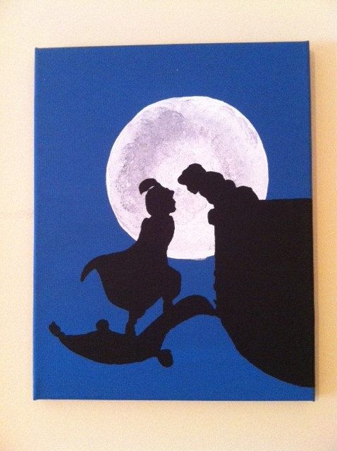 478x640 Original Acrylic Silhouette Painting Of Aladdind Jasmine - Aladdin Painting