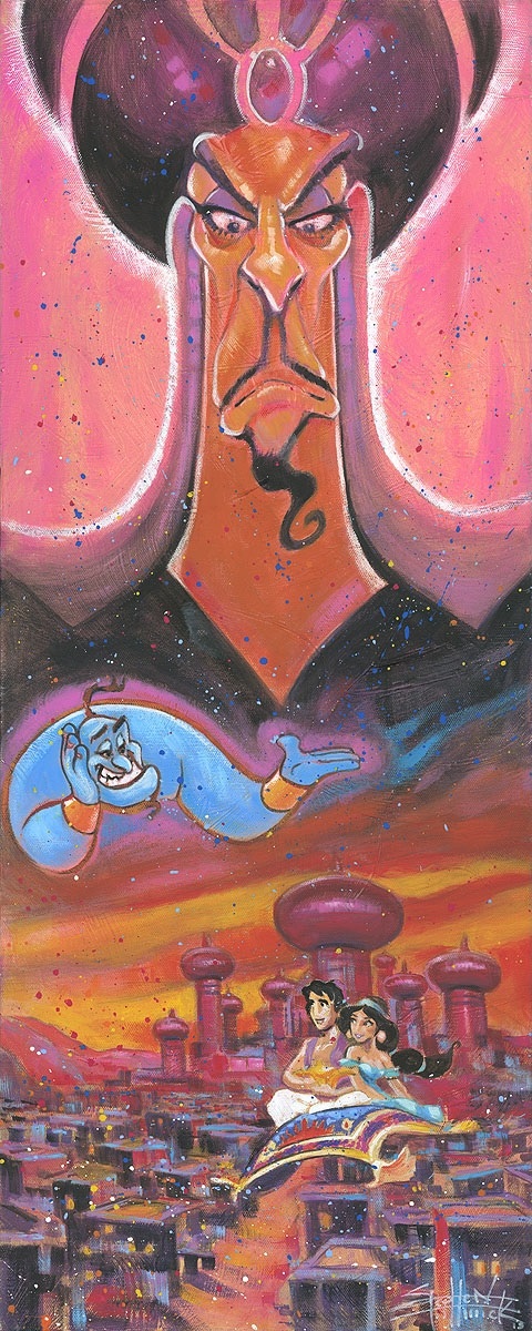 480x1200 Wicked Wishes Aladdin Embellished On Canvas By Stephen - Aladdin Painting