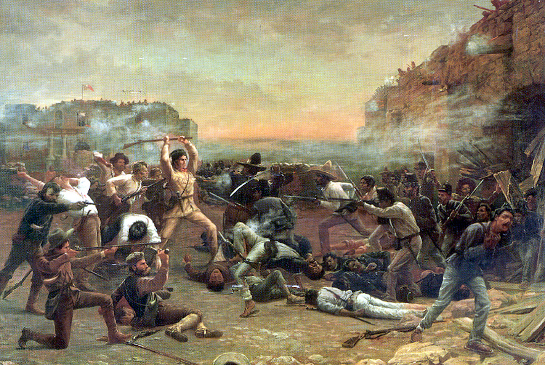 1100x737 Filefallofthealamo.jpg - Alamo Painting
