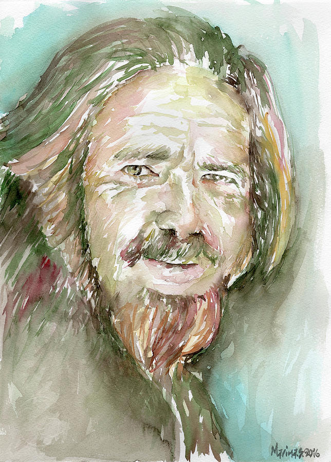 644x900 Alan Watts Painting By Marina Sotiriou - Alan Watts Painting