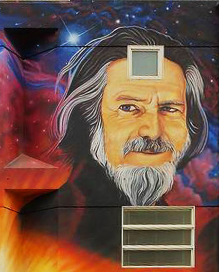 450x560 Filealan Watts Painted On Mural.jpg - Alan Watts Painting