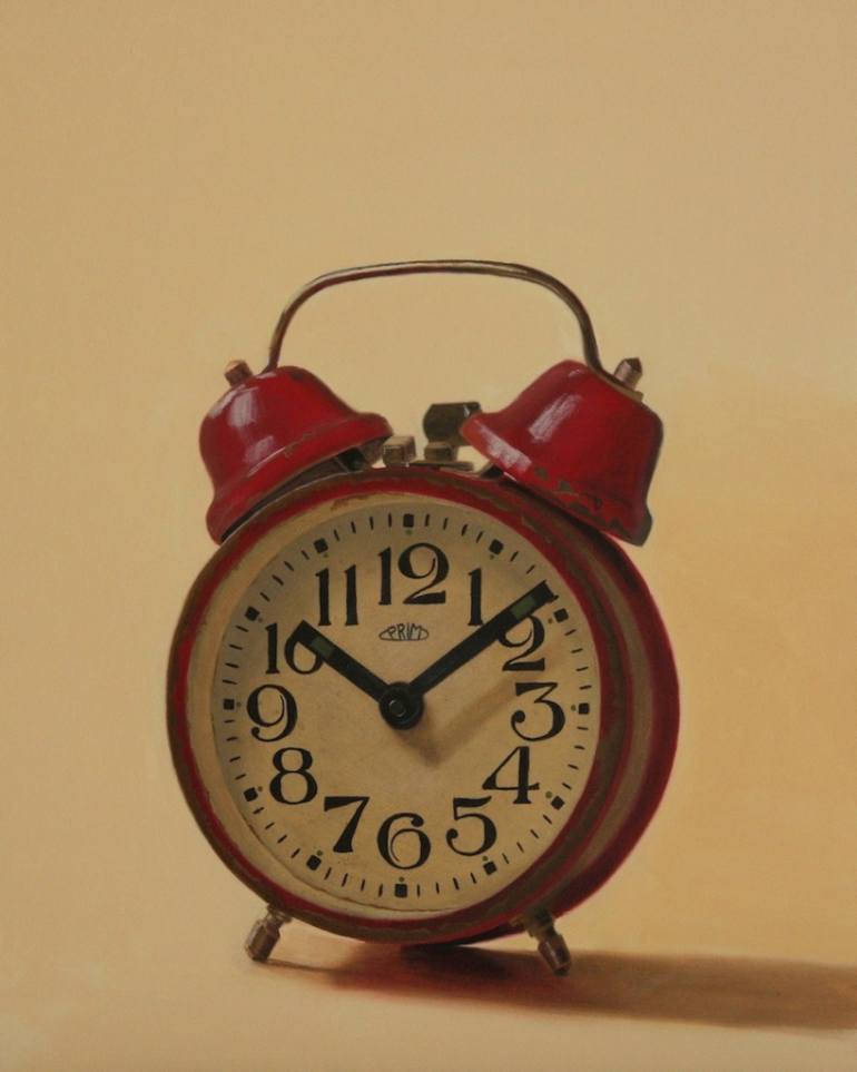 770x963 Saatchi Art The Red Clock Painting By Susan Fern - Alarm Clock Painting
