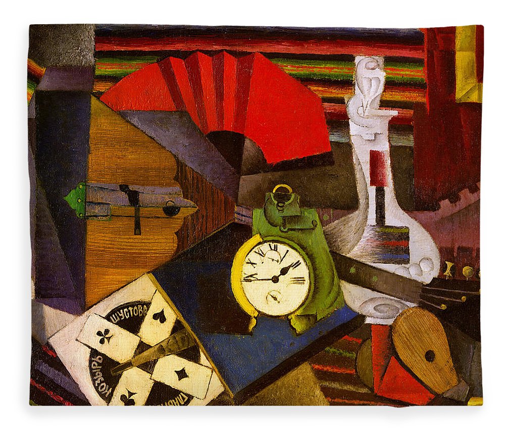 1000x860 The Alarm Clock Fleece Blanket For Sale By Diego Rivera - Alarm Clock Painting