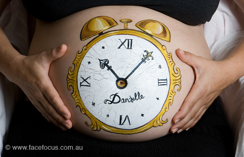 500x323 Alarm Clock Belly Painting Elena - Alarm Clock Painting