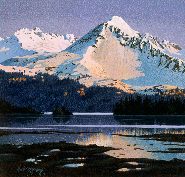 590x564 Sold Alaska Snow Covered Mountains Painting - Alaska Painting