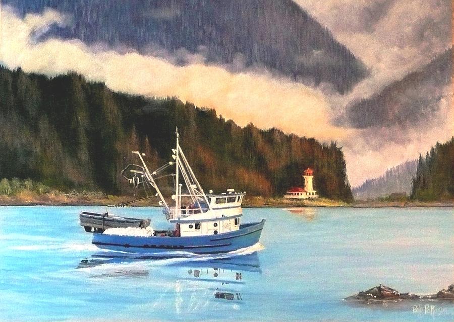 900x640 Sitka Bay Alaska Painting By Bob Patterson - Alaska Painting
