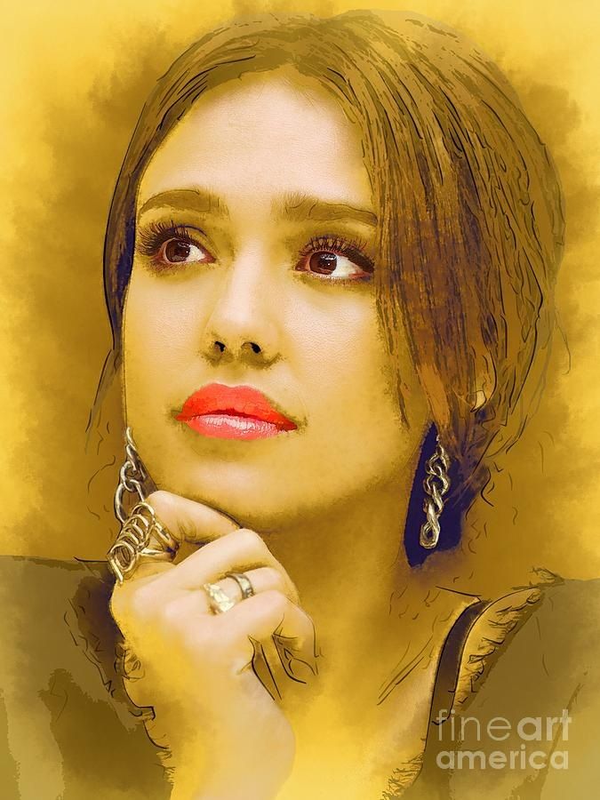 675x900 Jessica Alba Art Andre Drauflos Art Art Prints - Alba Painting