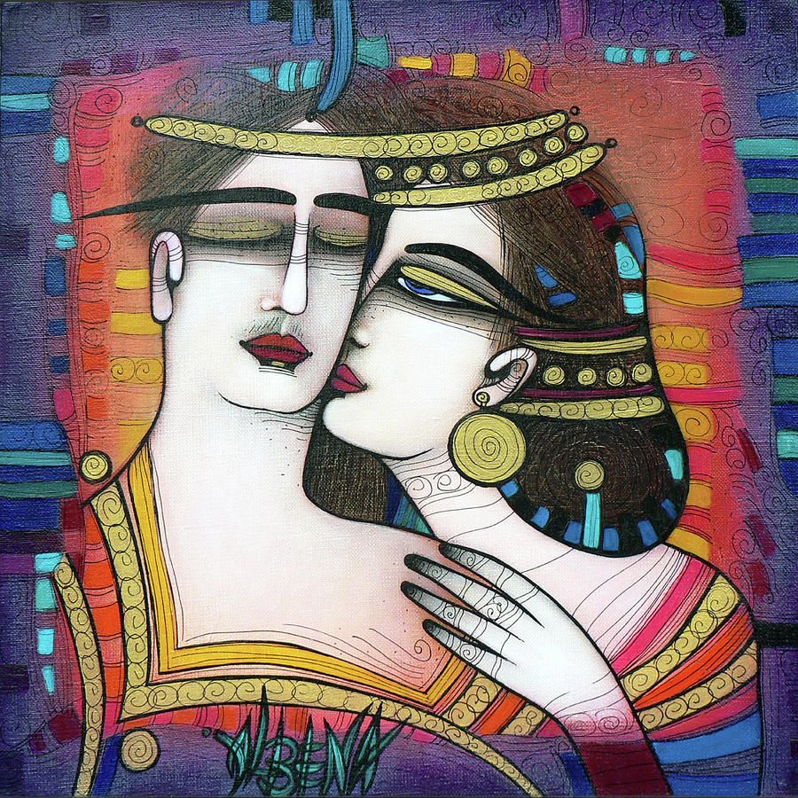 900x900 The Kiss Painting By Albena - Albena Painting
