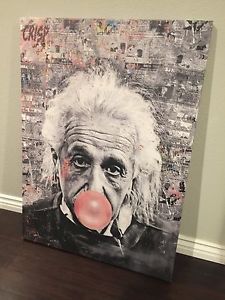 225x300 Original Crisp Albert Einstein Canvas Money Bazooka Street Pop Art - Albert Einstein Canvas Painting