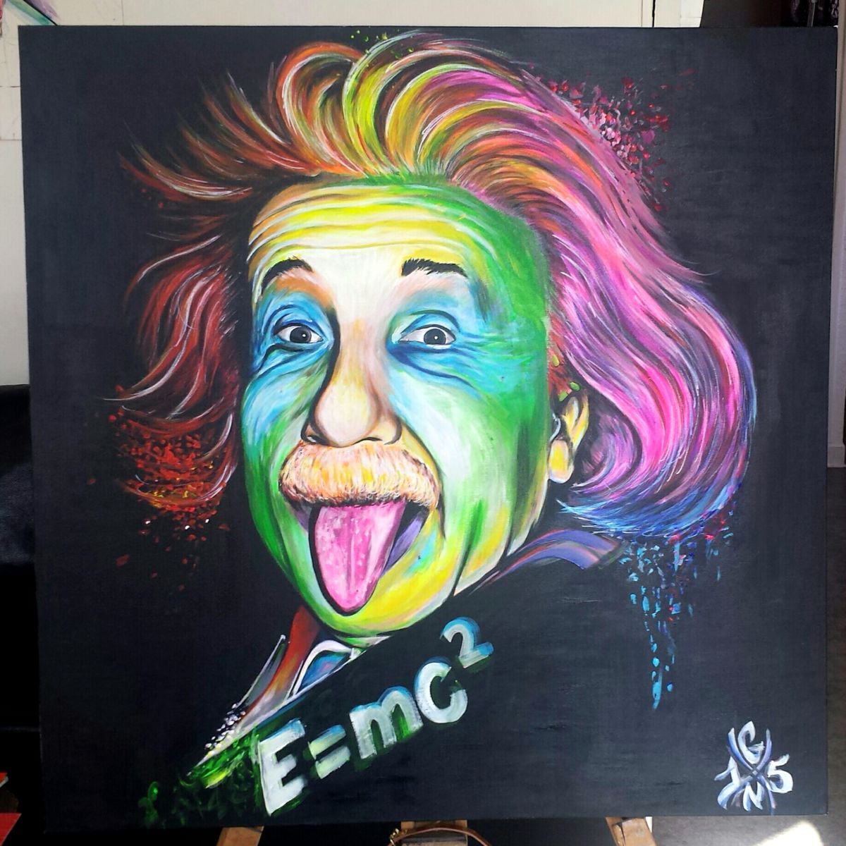 1200x1200 E=mc2 Albert Einstein (Gaawouelart) - Albert Einstein Painting