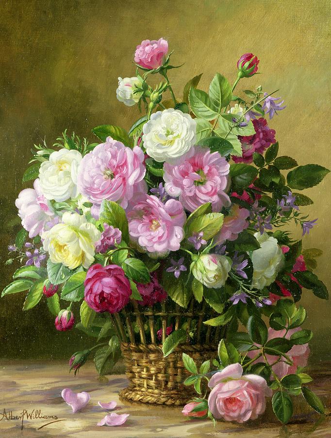 682x900 Roses Painting By Albert Williams - Albert Williams Painting