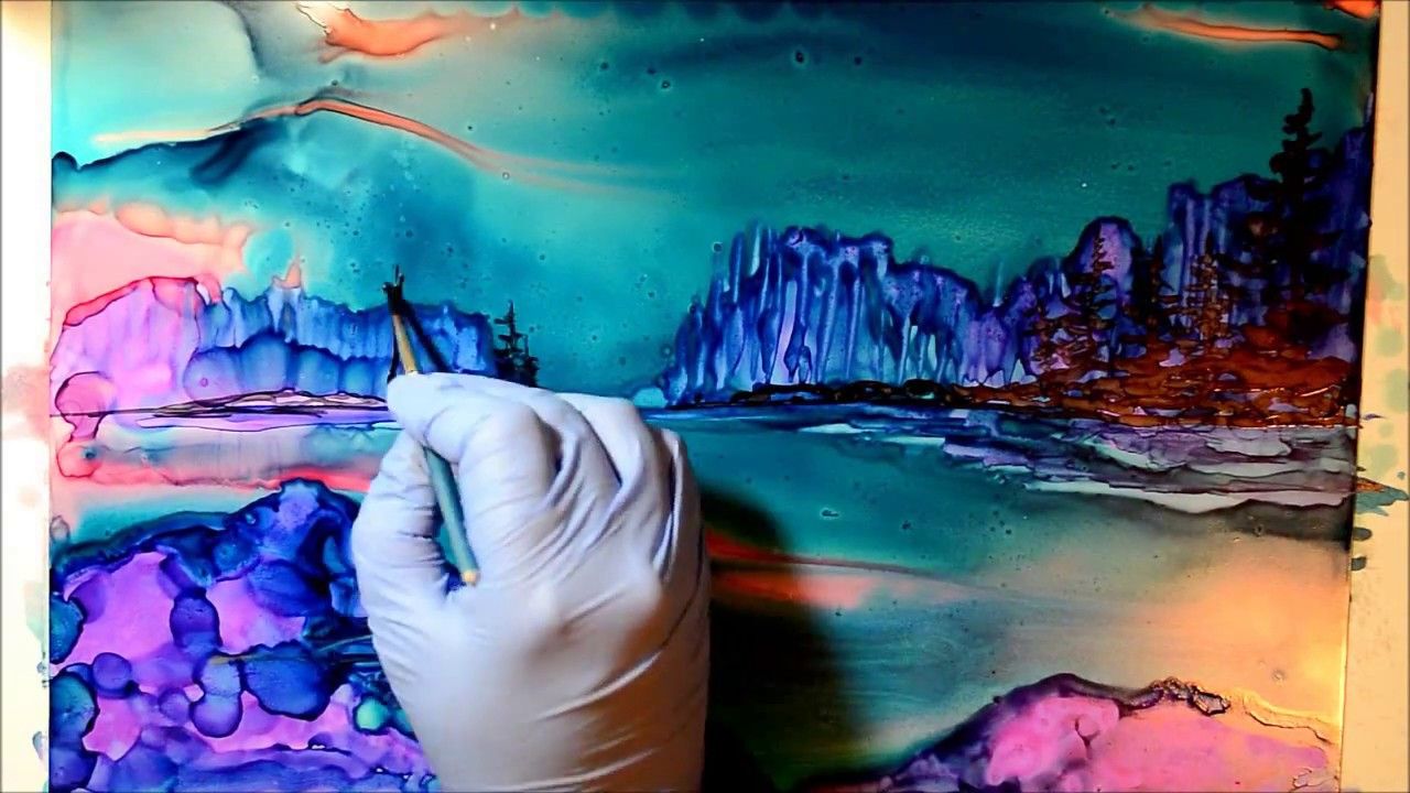 Alcohol Ink Painting On Canvas at PaintingValley.com | Explore collection of Alcohol Ink ...