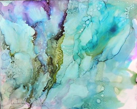 550x436 Lou Jordan Fine Art Original Abstract Expressionism, Alcohol Ink - Alcohol Ink Painting