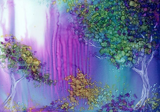 654x460 Artbycrain Fantasy Forest ~ Alcohol Ink On Yupo - Alcohol Ink Painting