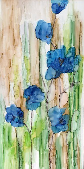 293x584 Alcohol Ink Painting Bright Colorful On Wooden Canvas 6 X 12 - Alcohol Ink Painting On Canvas