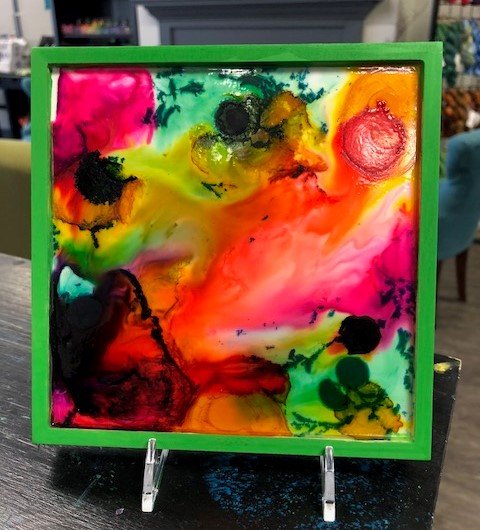 480x530 Alcohol Ink Art Panel - Alcohol Ink Painting On Canvas