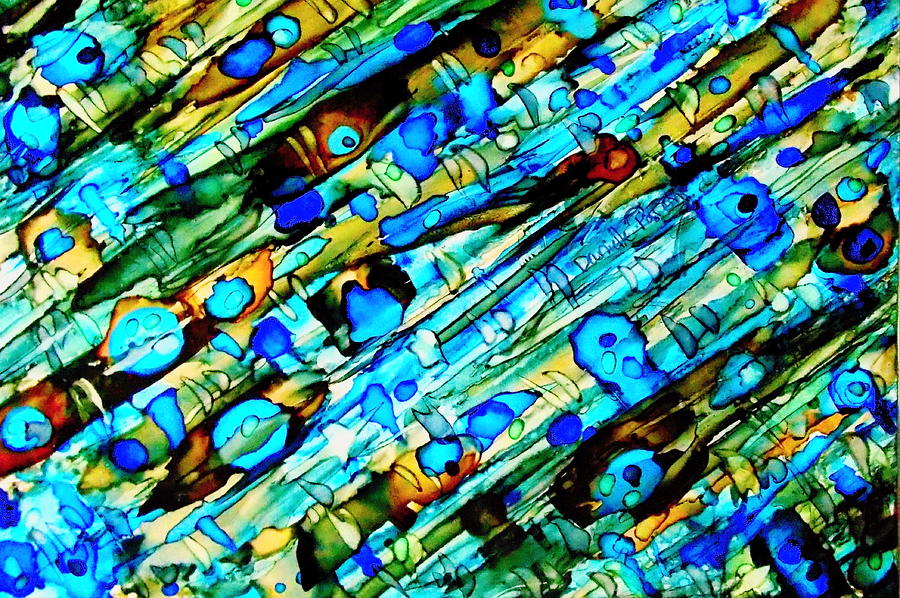 900x598 Aqua Brown Jade Gold Abstract Alcohol Inks Painting By Danielle Parent - Alcohol Painting