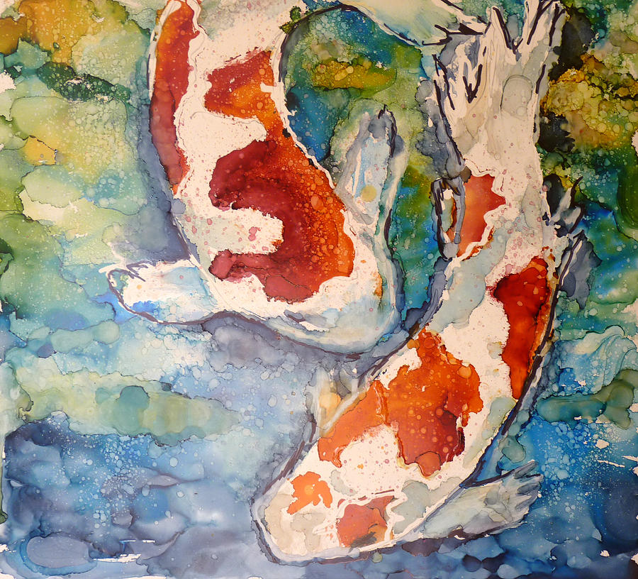 900x816 Koi In Alcohol Painting By P Maure Bausch - Alcohol Painting