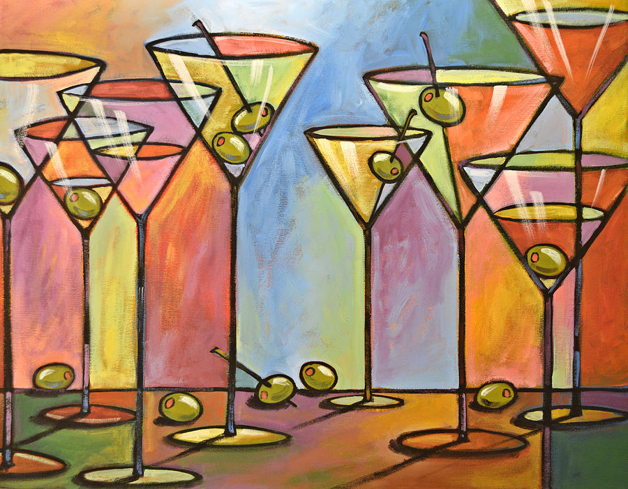 900x701 Martini Bar Abstract Alcohol Art Painting By Amy Giacomelli - Alcohol Painting