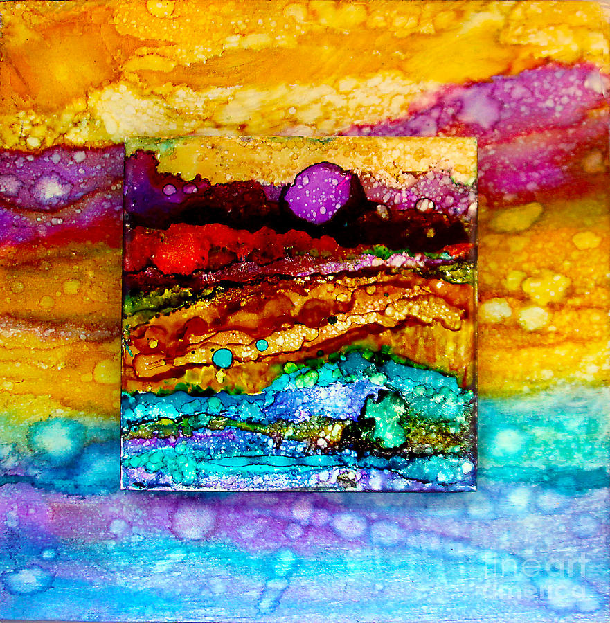 881x900 Purple Moon Double Canvas Painting By Alene Sirott Cope - Alcohol Painting On Canvas