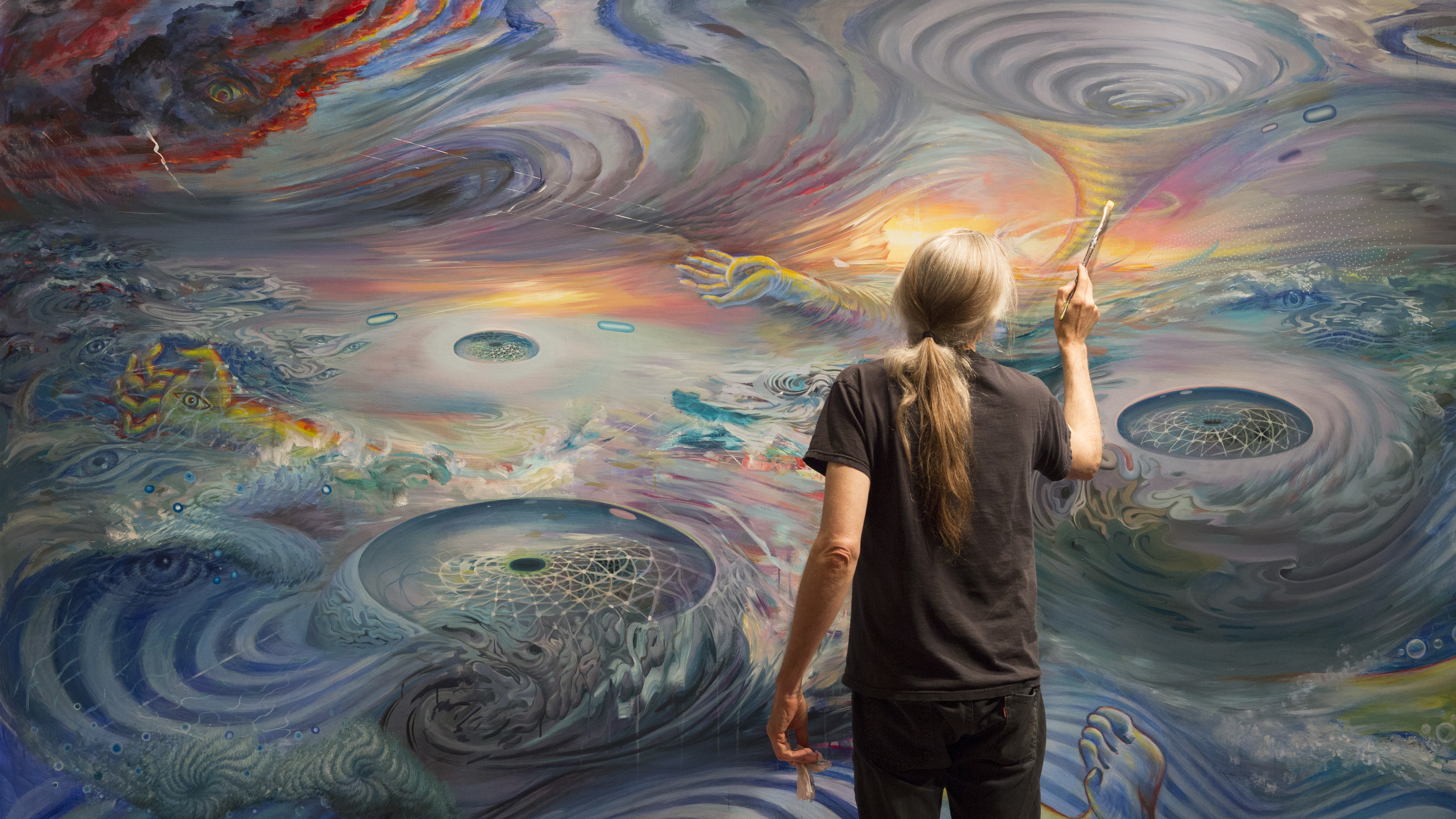 5760x3240 Mars 1 Amp Alex Grey Collaboration Psychic Weathertransparent - Alex Grey Painting