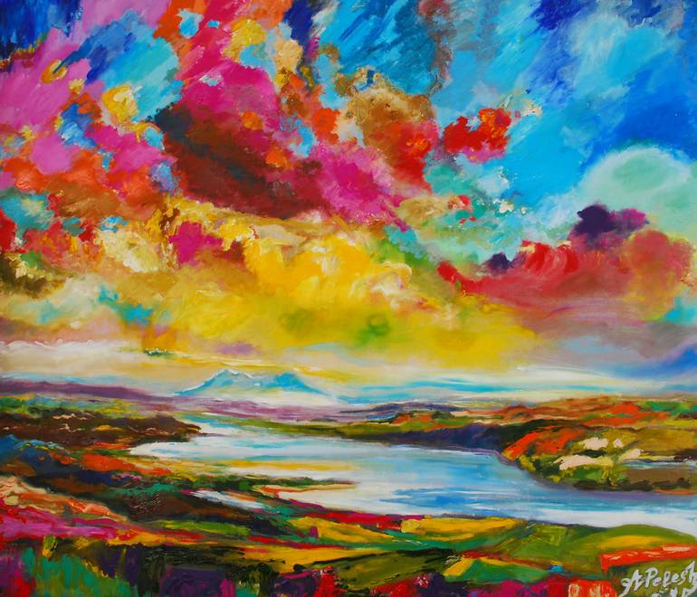 770x660 Saatchi Art Multicolored Sky. Painting By Alex Pelesh - Alex Painting
