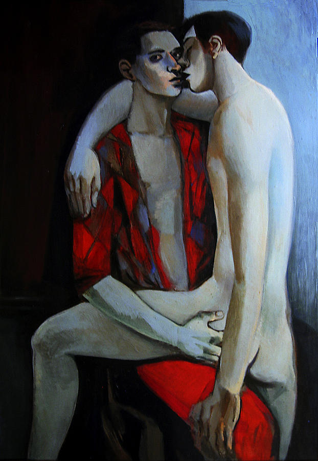 622x900 Selfportrait With Alex Painting By Juliusz Lewandowski - Alex Painting