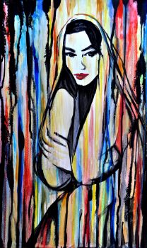 208x350 Artfido Buy Art Online Asian Girl In A Scarf Painting By Alex - Alex Painting
