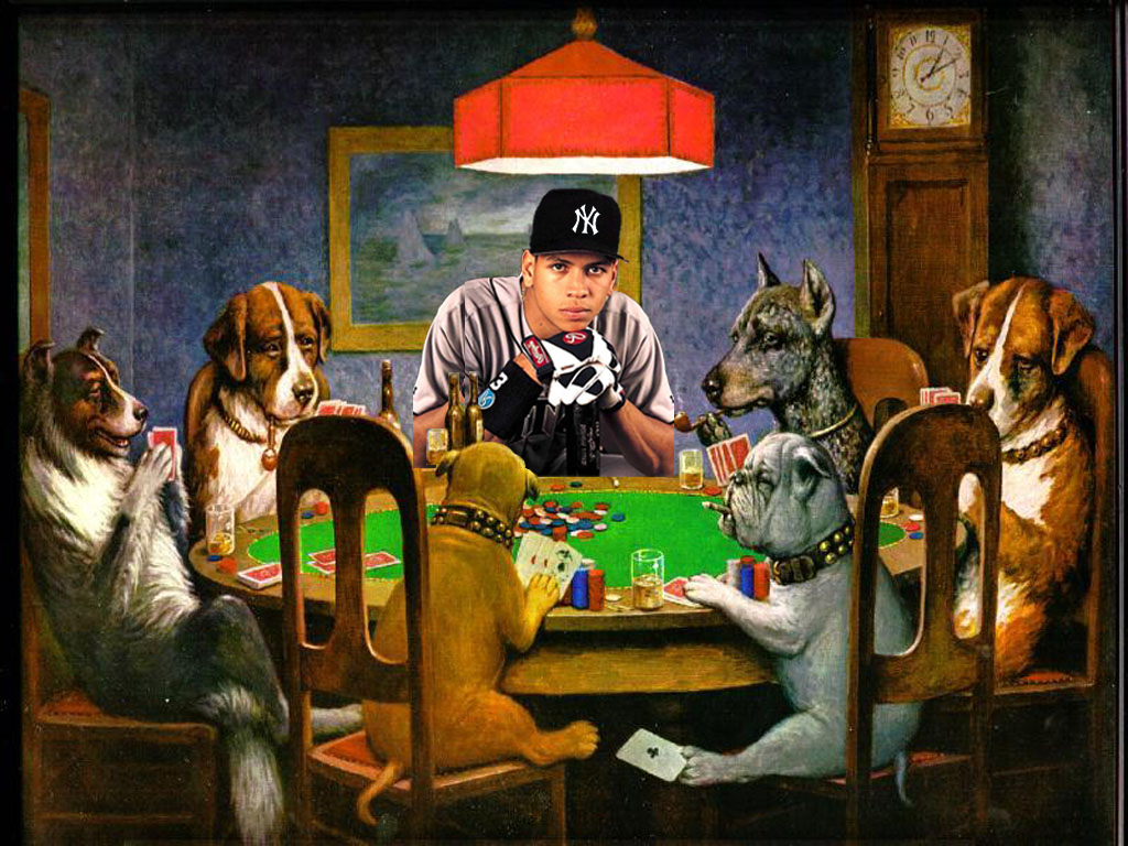 1024x768 Poker Face Major League Assholes - Alex Rodriguez Painting