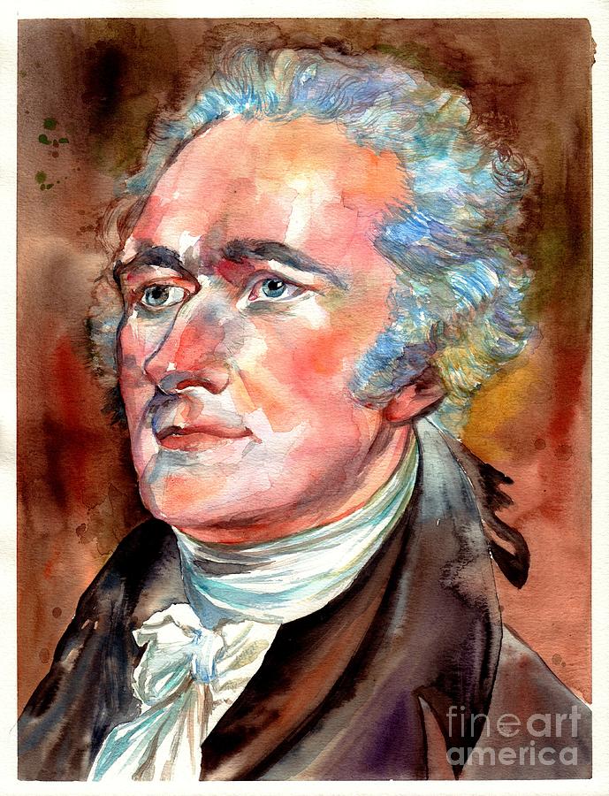 689x900 Alexander Hamilton Watercolor Painting By Suzann's Art - Alexander Hamilton Painting