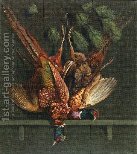 458x515 Hanging Pheasants Alexander Pope Reproduction 1st Art Gallery - Alexander Pope Painting