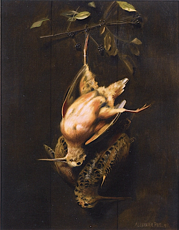 623x801 Two Hanging Woodcock Painting Alexander Pope Oil Paintings - Alexander Pope Painting
