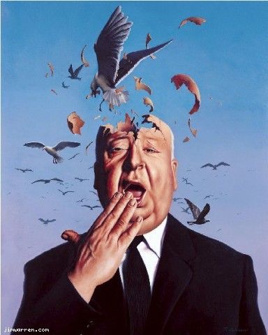 384x480 Birds Jim Warren. I Like This Surrealistic Painting I Just Don - Alfred Hitchcock Painting