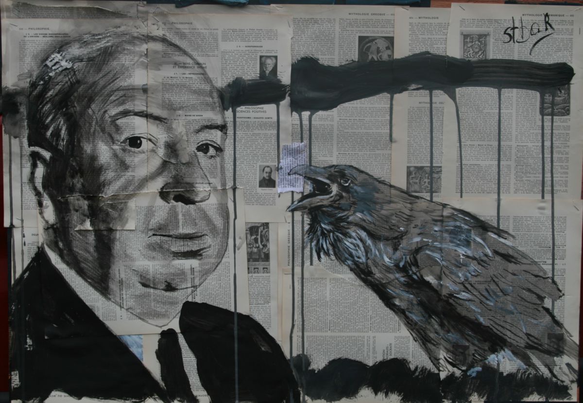 1200x829 Alfred Hitchcock (Stephan Bar) - Alfred Hitchcock Painting