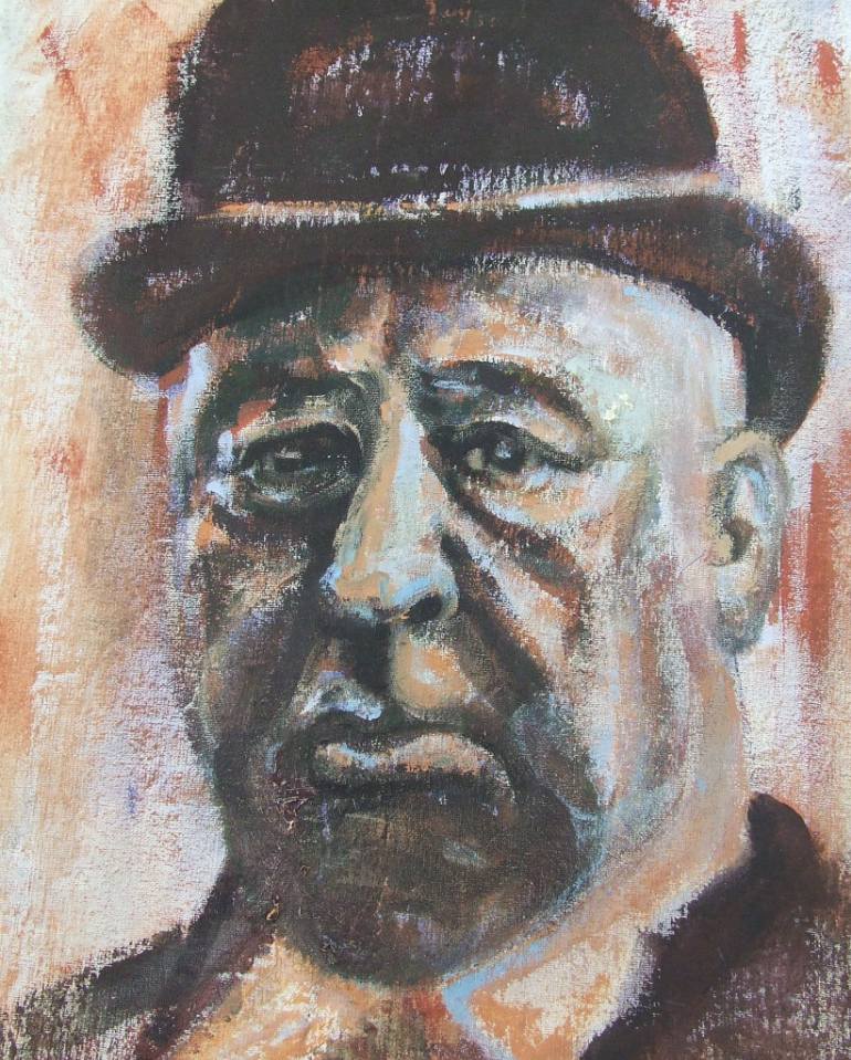 770x959 Saatchi Art Portrait Of Alfred Hitchcock Painting By Oliver Plehn - Alfred Hitchcock Painting